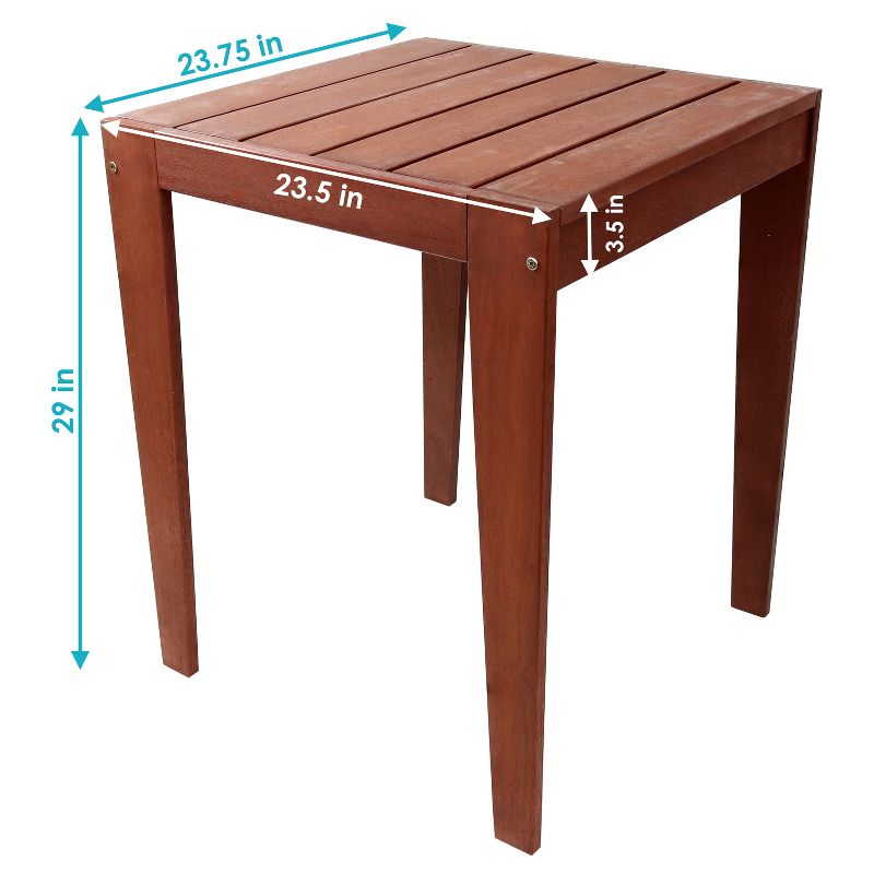 Sunnydaze Outdoor Meranti Wood with Mahogany Teak Oil Finish Square Wooden Patio Table - 23.75" - Brown, 3 of 10