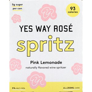 Yes Way Rosé Pink Lemonade Wine Spritz - 4pk/250ml Cans - 1 of 4