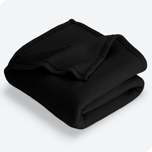 Black King Size Lightweight Polar Fleece Blanket by Bare Home