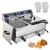 Wechef Commercial Electric Deep Fryer 23.4L 2 Tanks Fryer with Timer and Drain Stainless Steel French Fry Wings - 2 of 4