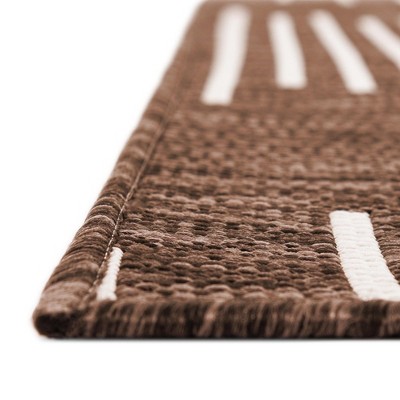 5' x 8' Brown and Ivory Geometric Synthetic Outdoor Rug