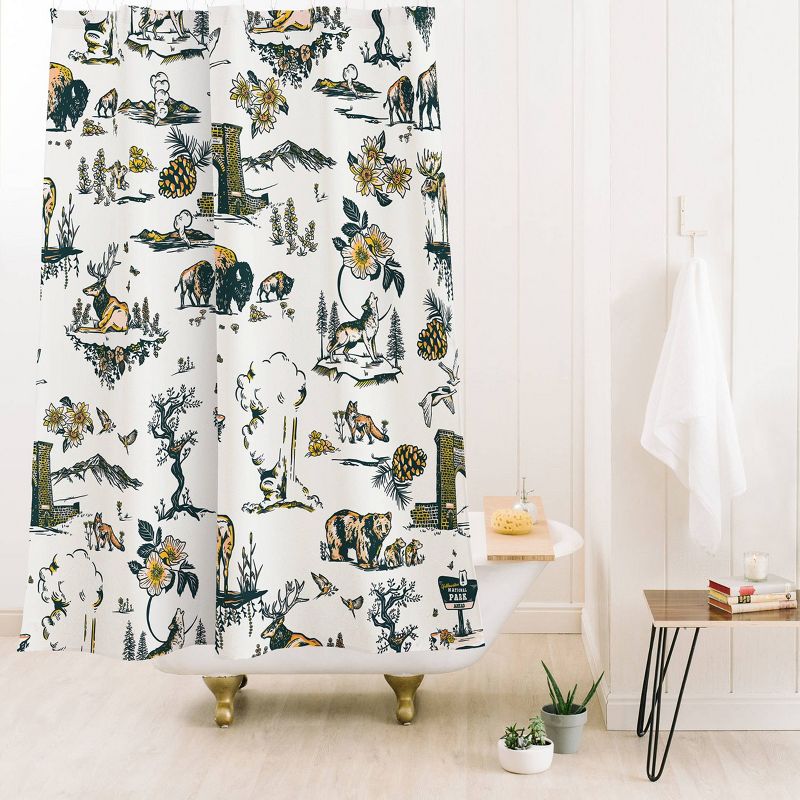 The Whiskey Ginger Yellowstone National Park Travel Pattern Shower Curtain Blue - Deny Designs, 3 of 5