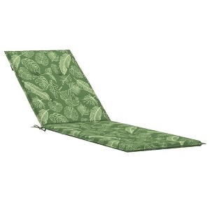 vidaXL Outdoor/Indoor Cushion for Deck Chairs, Patio Furniture with Non-Slip Design, Oxford Fabric, Foam Fiber Filling and Leaf Pattern, Green - 1 of 4