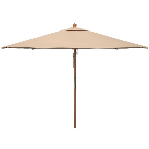 Velop 7.5 Ft Square Wooden Pulley Market Patio Outdoor Umbrella