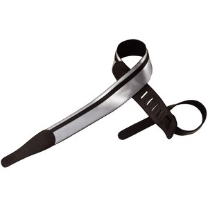 ChromaCast Speed Series Leather Racing Stripe Guitar Strap, Silver with Black - 1 of 4
