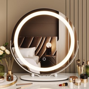ighted Makeup Mirror - 19 Inch Vanity Mirror with Lights, Round Light Up Mirror with 3 Colors 360° Rotation Touch - 1 of 4