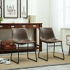 CAVINAS Set of 2 Vintage PU Leather Dining Chairs, Handcrafted Metal Frame in Antique Brown with Black Iron Legs - 3 of 4
