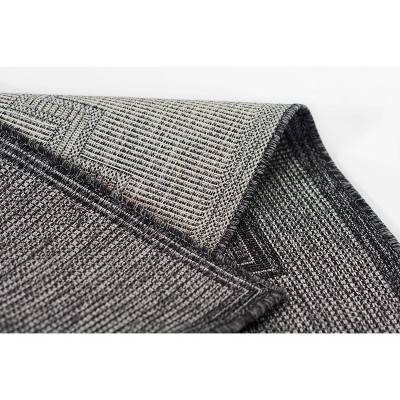 Charcoal Geometric Synthetic 4' x 6' Indoor/Outdoor Rug