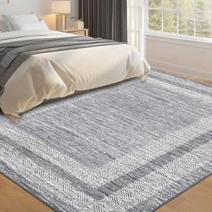 Modern Geometric Area Rug, Machine Washable, Textured & Foldable, Stain Resistant, Easy to Clean for Living Room, Bedroom - 1 of 4