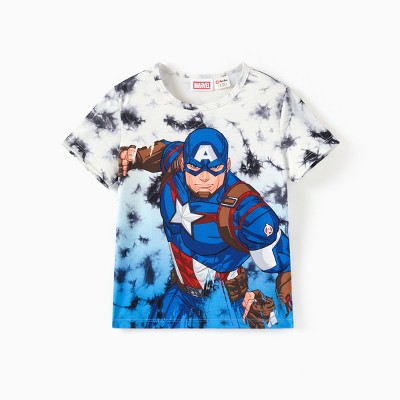 Popgear Marvel Avengers T-Shirt Per Bambini E Ragazzi – Captain America Distressed Shield, Colore Blu Navy, 100% Cotone, Taglie 3-15 Anni, Ufficiale