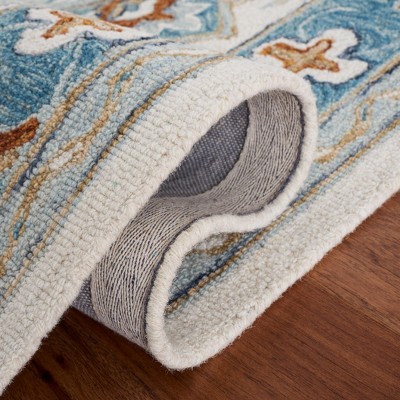 Ivory and Blue Hand-Tufted Wool Rectangular Area Rug