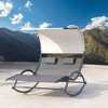 Outdoor Double Chaise Lounge Chair Rocking Bed with Sun Shade & Wheels - Black - Crestlive Products: UV-Resistant, Steel Frame Patio Furniture - 2 of 4