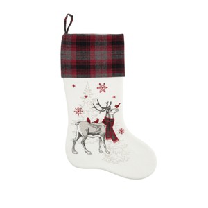 C&F Home 20" Frosty White Deer Hanging Large Christmas Stocking with Red & Black Cuff - 1 of 4
