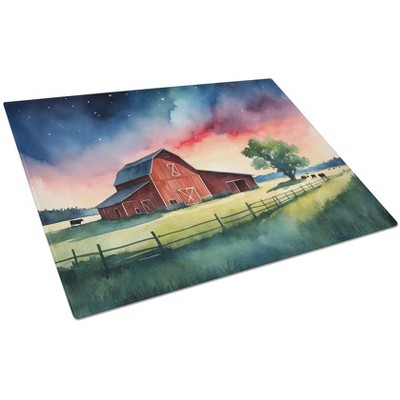 Barn at Twilight Glass Cutting Board Decorative Tempered Glass Kitchen Cutting and Serving Board Large Size Chopping Board