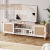 Rattan TV Stand for 65 inch TV, White Entertainment Center Modern TV Console Table with Storage, Doors and Shelves, Media Cabinet for Living Room - 2 of 4
