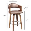 CAVINAS Mid-Century Modern Swivel Bar Stools,Counter Stools with Wood Frame,Barstools with Faux Leather Seat,Metal Footrest Stools for Kitchen Counter - 2 of 4