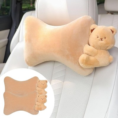 TruAIR Plush Car Headrest Pillow Set Ð Memory Foam Neck Support, 2PCS