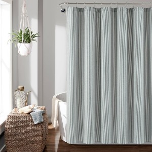 72"x72" Farmhouse Vintage Striped Yarn Dyed Cotton Shower Curtain - Lush Décor - 1 of 4