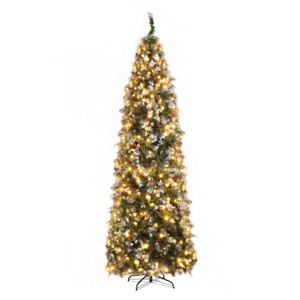 9ft Automatic Tree Structure Pointed Pencil Shape PVC Material Green Sticky White 460 Lights Warm Color 8 Modes 1298 Branches 91 Pine Cones - 1 of 4