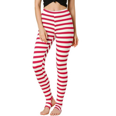 Allegra K Women's Printed High Waist Elastic Waistband Yoga Stirrup Pants  Red White-stripe X-large : Target