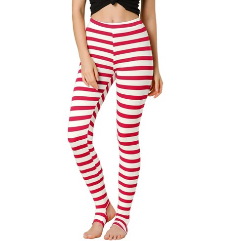 Horizontal Stripes Pink White Striped Pattern Leggings