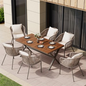 ELJGET 7 Pieces Patio Dining Set, All-Weather Outdoor Furniture Set with Dining Table and Chairs for Garden, Backyard, Balcony - 1 of 4