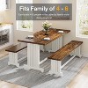Okak Farmhouse 3-Piece Rectangular Dining Table with Tuck-Under Benches,Minimalist Kitchen Dinner Table for Dining Room,Family Meals - 2 of 4