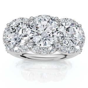 Pompeii3 Certified 3 3/4Ct Three Stone Diamond Engagement Ring 14k Gold Lab Created - 1 of 4