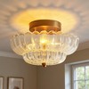 DORESshop 12 in. 3-Light Gold Semi Flush Ceiling Light with Warm Amber Glass for Bedroom, Hallway, Living Room - 3 of 4