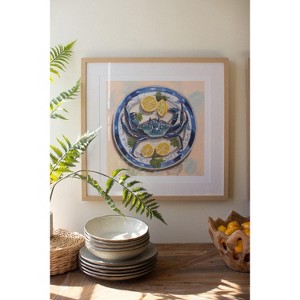 Framed Crab Dinner Painting – Coastal Wall Art with Nautical Theme by Kalalou - 1 of 4