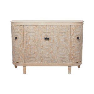 Traditional Carved Wood Curved Cabinet Brown - Olivia & May: No Assembly, 4-Door, Indoor Use - 1 of 4