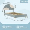 Twin Bed Frame with Round Boucle Headboard, Upholstered Arch-Shaped Design in Soft Pink, Modern Kids Wooden Slats Bed,  Easy Assembly - 2 of 4