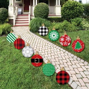 Big Dot of Happiness Black, Red and Green Ornaments - Lawn Decorations - Outdoor Holiday and Christmas Yard Decorations - 10 Piece - 1 of 4