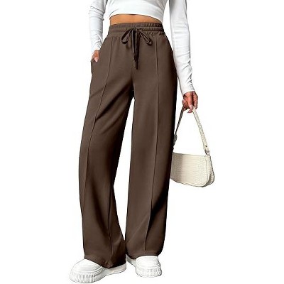 Pinspark Wide Leg Sweatpants Women High Waisted Baggy Sweat Pants Elastic Elevated Seams Loose Active Pants with Pockets