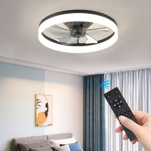 Wanze of Ocean 20 in. LED Indoor Black Ceiling Fan with Dimmable 3 Colors DC Reversible Motor, Remote, Timer and ABS Fixture - 1 of 4