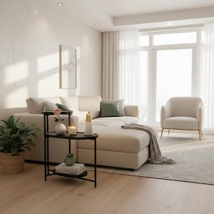 Homy Casa 2-Tier End Table with Metal Frame, Modern Industrial Accent Table - 1 of 4