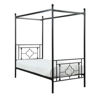 Hosta Twin Metal Canopy Platform Bed in Black - Lexicon