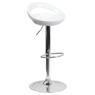Emma and Oliver Rounded Cutout Back Swivel Adjustable Height Barstool, Chrome Base