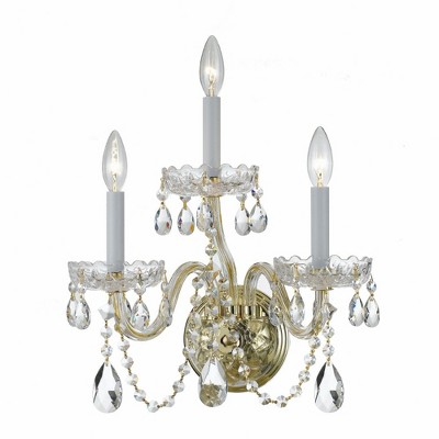 Crystorama Lighting Traditional Crystal 3 - Light Sconce in  Polished Brass