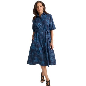 Jessica London Women's Plus Size Soft Denim Shirtdress - 1 of 4
