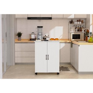 Kitchen Island with Storage on Wheels, Cricut Cart, Small Portable Island, Specialty Cabinet Buffet Sideboard with Barn Door and Wheels for Kitchen - 1 of 1