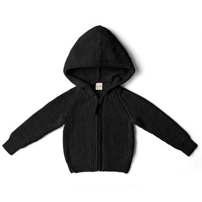 Goumi Organic Knit Baby Hoodie - Shadow 6-12m