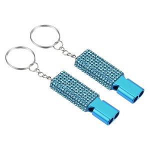Unique Bargains Outdoor Camping Hiking Fishing Rescue Signaling Alloy Keychain Whistles 2 Pcs - 1 of 3