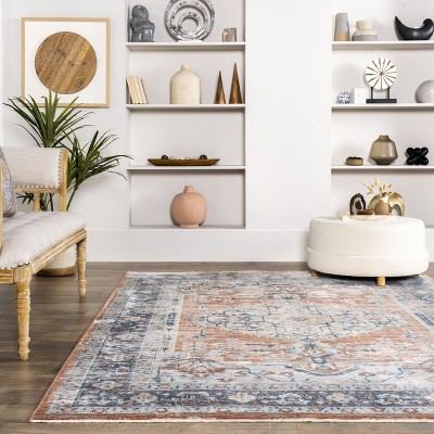 Reversible Orange Medallion 4' x 6' Synthetic Area Rug