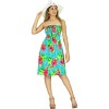 LA LEELA Women's House Daily Routine Evening Wear Boho Smocked Mini Flowy Casual Backless Dress Tube Top Strapless for Women One Size Blue, Floral - 4 of 4