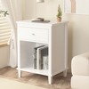 Gulches 26.77in H Wooden Nightstand with One Drawer One Shelf for Kids, Adults, White - 3 of 4
