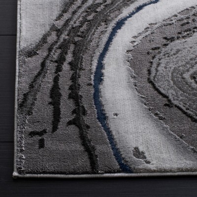Abstract Swirls 5'3" x 7'6" Blue/Grey Synthetic Area Rug