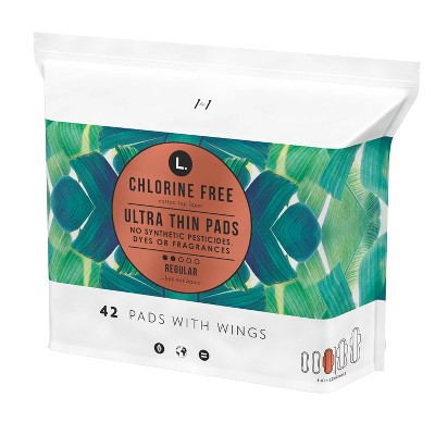 L. Organic Cotton Topsheet Ultra Thin Regular Absorbency Pads - 42ct