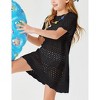 Girls Beach Cover Ups Short Sleeve Boho Crochet Beach Dress Lightweight Sweater Cover Ups for Girls Bathing Suits - 3 of 4