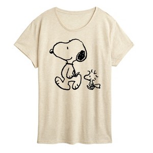 Women's - Peanuts - Snoopy Woodstock Walk Short Sleeve Graphic T-Shirt - 1 of 4
